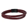Trafalgar Caleb's Crimson Braided Leather Secure Clasp Bracelet