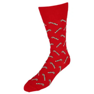 Trafalgar Candy Cane Lane Novelty Mid Calf Mercerized Cotton Socks In Brown