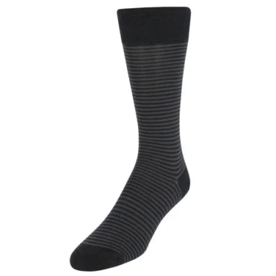 Trafalgar Carvel Striped Pattern Mid-calf Pima Cotton Socks In Multi