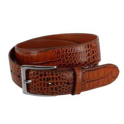 Trafalgar Chance 35mm Mock Mini-african Alligator Embossed Italian Leather Belt In Cognac