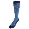 Trafalgar Charlie Over The Calf Houndstooth Merino Wool Socks In Navy And Light Blue