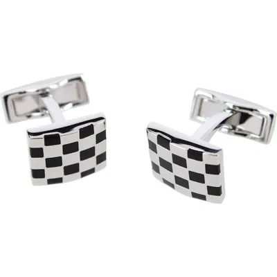 Trafalgar Checker Board Regal Cufflinks In Silver