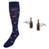 Trafalgar Cheers Whiskey Bottle Cufflinks & Touchdown Football Mid-calf Socks In Brown