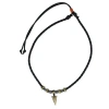 Trafalgar Cheyenne  Triangle And Beaded Vegan Leather Adjustable Necklace In Black