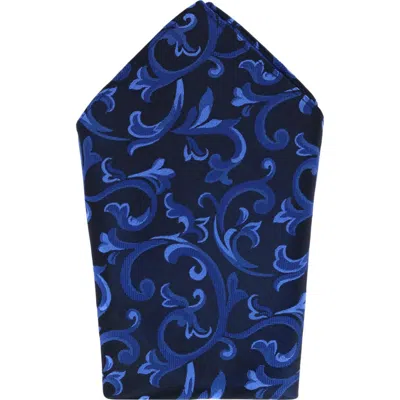 Trafalgar Christian The Romantic Brocade Silk Pocket Square In Royal Blue