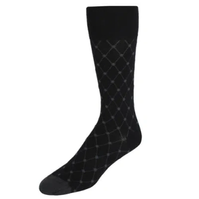 Trafalgar Ciel Diamon Patterned Mid-calf Merino Wool Socks In Black