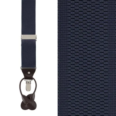 Trafalgar Classic Solid Color 38mm Convertible Suspenders In Navy