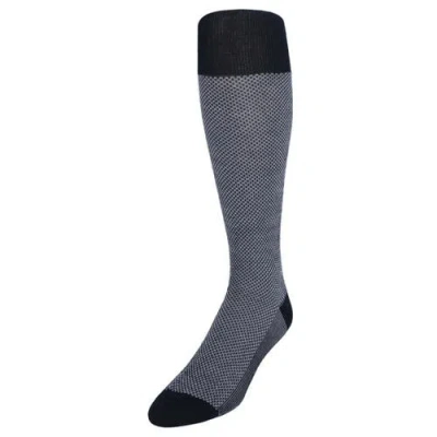 Trafalgar Clayton Birdseye Over The Calf Mercerized Cotton Socks In Black And Ash