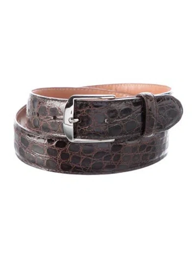Pre-owned Trafalgar Crocodile Waist Belt In Black