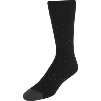 Trafalgar Croix Polka Dot Patterned Mid-calf Merino Wool Socks In Black
