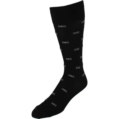 Trafalgar Dapper Bow Tie Novelty Mid Calf Mercerized Cotton Socks In Blue