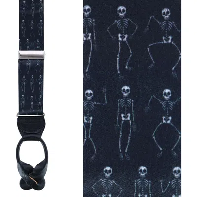 Trafalgar Davy Bones The Dancing Skeleton Silk Button End Suspenders In Black