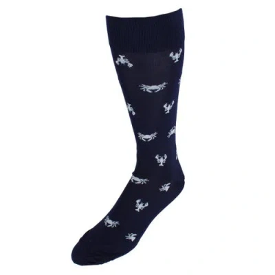 Trafalgar Day At The Beach Mid-calf Crab & Lobster Dress Novelty Sock In Blue