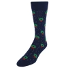 Trafalgar Deck The Halls Holiday Wreath Mid-calf Mercerized Cotton Socks In Navy Blue