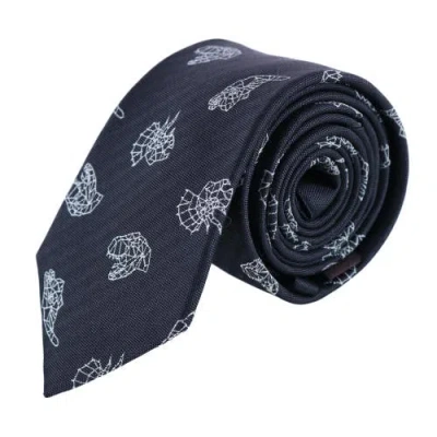 Trafalgar Dino Constellations Silk Novelty Necktie In Black