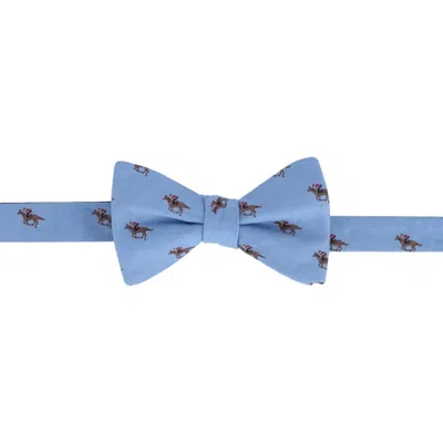 Trafalgar Down The Stretch Racehorse Linen Blend Bow Tie In Light Blue