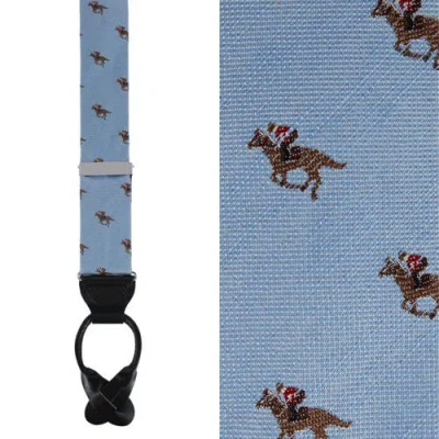 Trafalgar Down The Stretch Racehorse Linen Blend Button End Suspenders In Light Blue