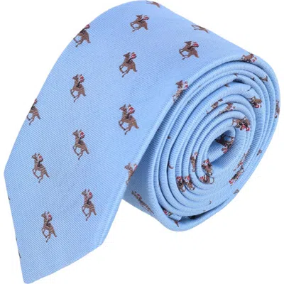 Trafalgar Down The Stretch Racehorse Linen Blend Necktie In Light Blue