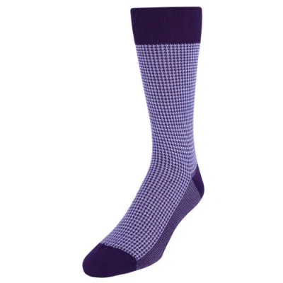 Trafalgar Doyle Houndstooth Design Mercerized Cotton Mid-calf Socks In Purple And Lavender