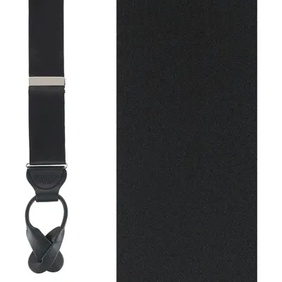 Trafalgar Dutton Solid Color Silk Button End Suspenders In Black