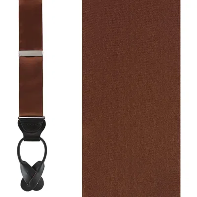 Trafalgar Dutton Solid Colour Silk Button End Suspenders In Brown