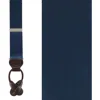 Trafalgar Dutton Solid Color Silk Button End Suspenders In Navy