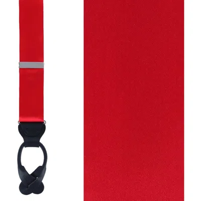 Trafalgar Dutton Solid Color Silk Button End Suspenders In Red