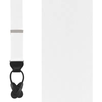 Trafalgar Dutton Solid Colour Silk Button End Suspenders In White
