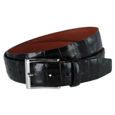 Trafalgar Elias Embossed Gator 35mm Leather Belt In Black