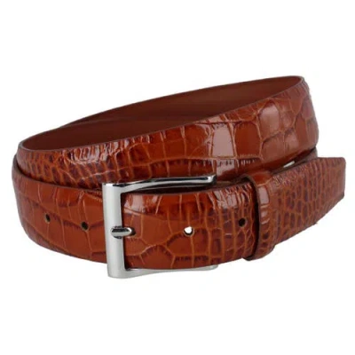 Trafalgar Elias Embossed Gator 35mm Leather Belt In Brown