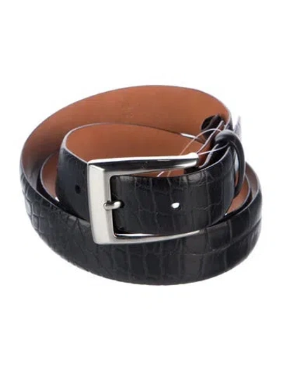 Pre-owned Trafalgar Embossed Leather Belt In Black