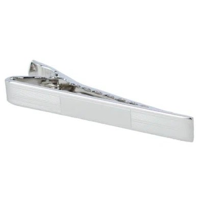 Trafalgar Engine Turned Sterling Silver Micro-lined  Tie Bar In Metallic