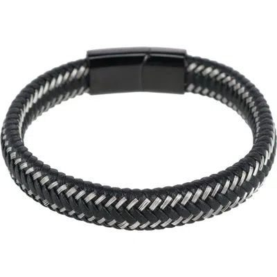 Trafalgar Esteban Black And Silver Braided Bracelet