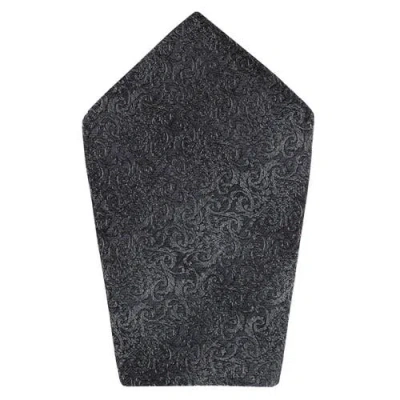 Trafalgar Esteban Scrolling Vines Tone On Tone Patterned Silk 12x12 Pocket Square In Silver And Black