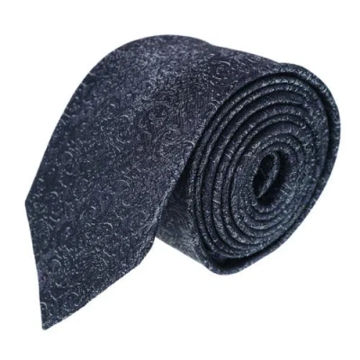 Trafalgar Esteban Scrolling Vines Tone On Tone Patterned Silk Necktie In Silver And Black
