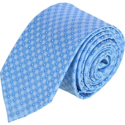 Trafalgar Ewing Square And Polka Dot Business Silk Necktie In Light And Dark Blue
