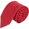 Trafalgar Ewing Square And Polka Dot Business Silk Necktie In Red With Silver Polka Dots
