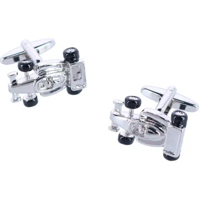 Trafalgar Finish Line Racecar Novelty Cufflinks In Silver