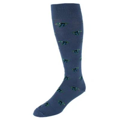 Trafalgar Flying South Mallard Ducks Novelty Merino Wool Over The Calf Socks In Blue