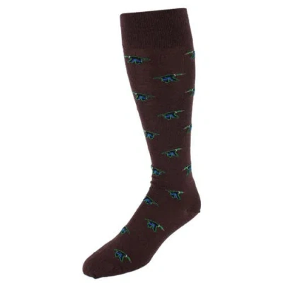 Trafalgar Flying South Mallard Ducks Novelty Merino Wool Over The Calf Socks In Brown
