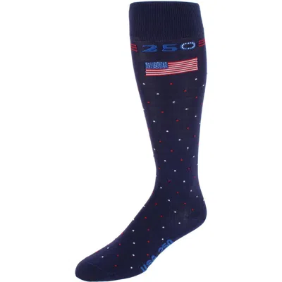Trafalgar Founders 250 Polka Dot Over The Calf Mercerized Cotton Socks In Blue