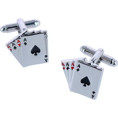 Trafalgar Four Of A Kind Novelty Card Game Cufflinks In Silver