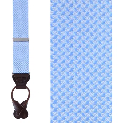 Trafalgar Gamma Geometric Pattern Silk Button End Suspenders In Light Blue