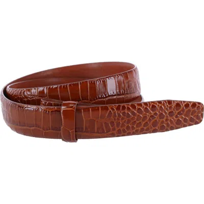Trafalgar Gator Embossed 30mm Compression Belt Strap In Chestnut