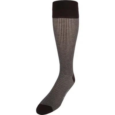Trafalgar Gerald Box Designed Mercerized Cotton Mid-calf Socks In Brown And Tan