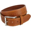 Trafalgar Grady 40mm Celtic Scroll Embossed Leather Jean Belt In Tan
