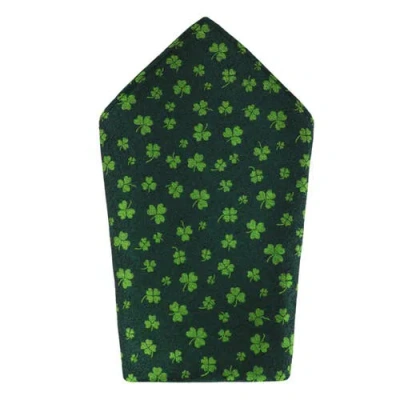 Trafalgar Green Shamrock Novelty Silk 12x12 Pocket Square
