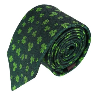 Trafalgar Green Shamrock Novelty Silk Necktie In Green Shamrocks