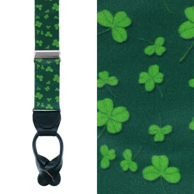 Trafalgar Green Shamrock Silk Button End Brace