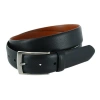 Trafalgar Gregorio 35mm Herringbone Embossed Feather Edged Leather Belt In Black
